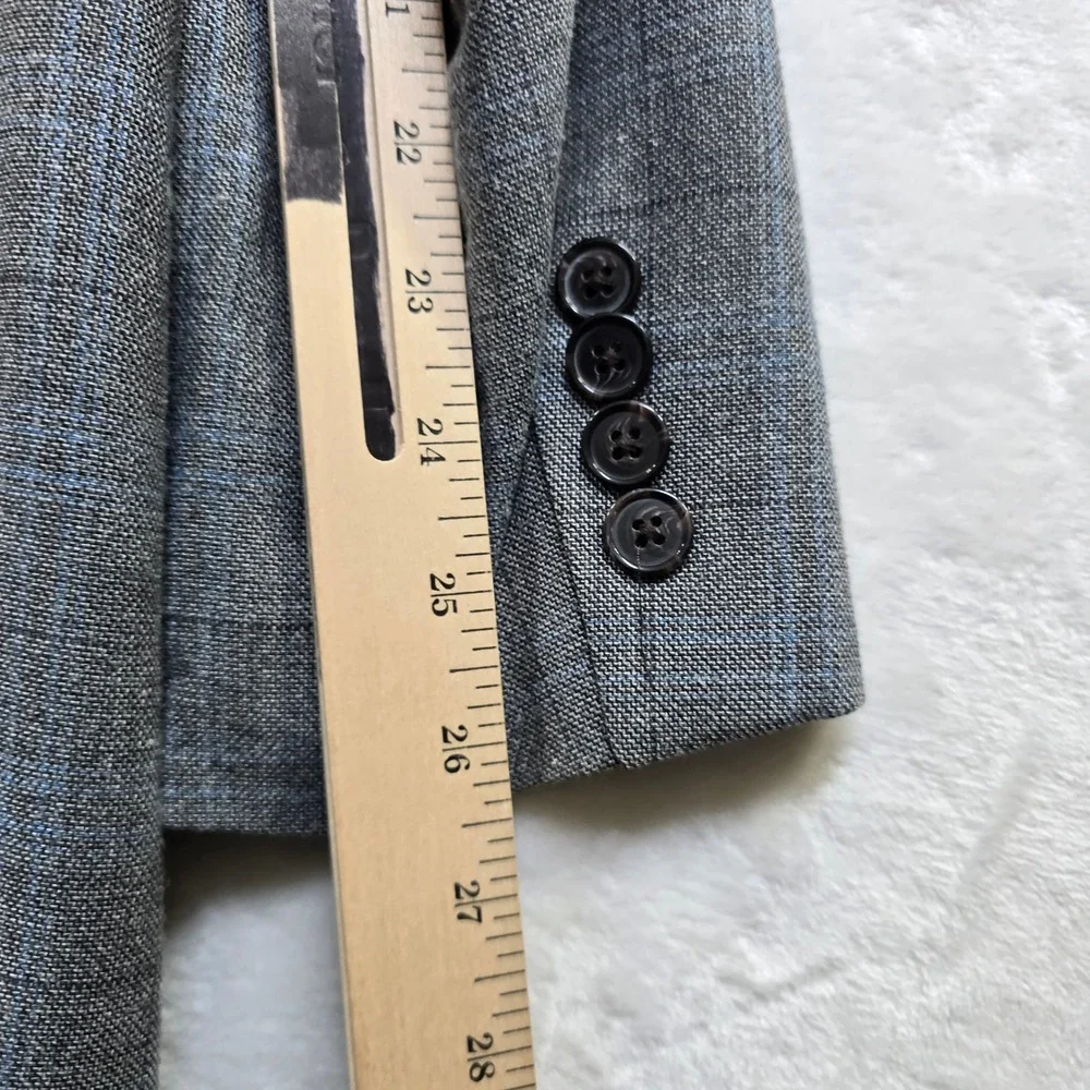 LRL Ralph Lauren Blazer Mens 52R 54R Grey Blue Plaid‎ Wool Blend Sport Coat